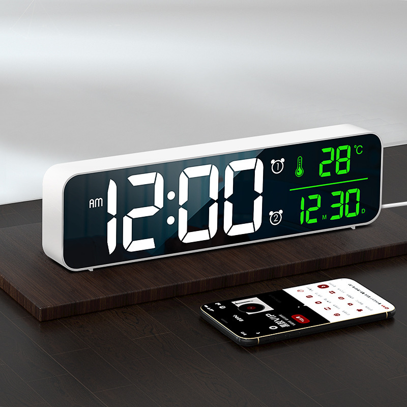 LED digital electronic alarm mirror ABS electronic clocks can be stamped