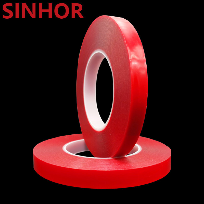 2mm thick red membrane-free and transparent double-sided tape.