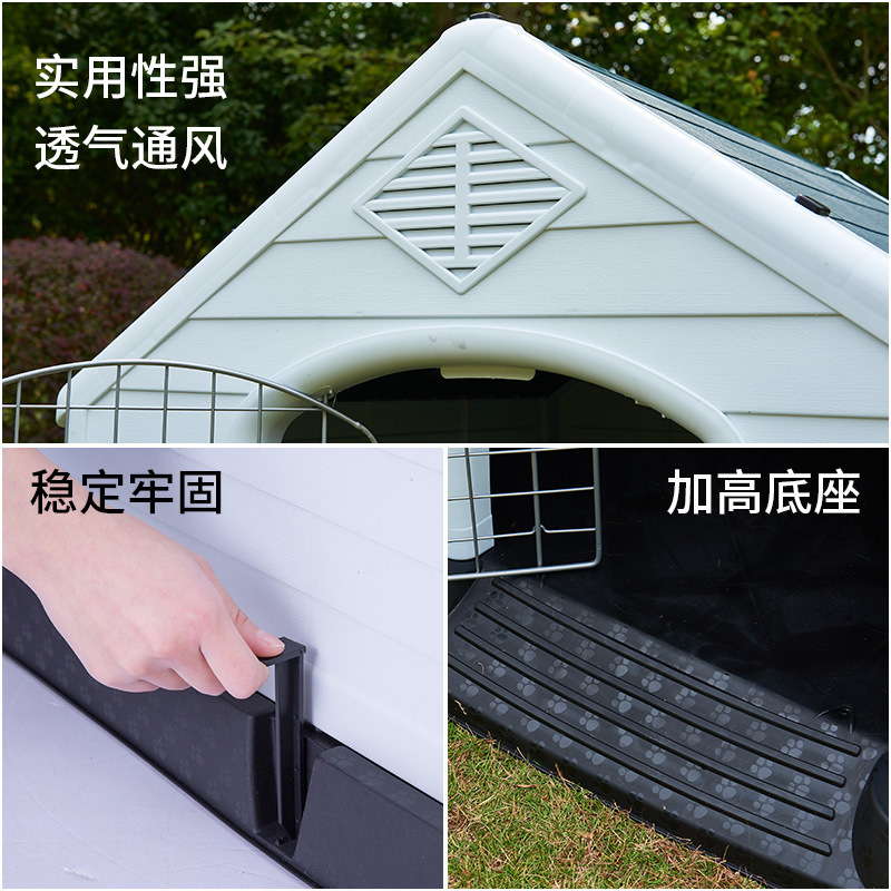 Nhà chó bên ngoài nhà chó ngoài bãi chứa nước.