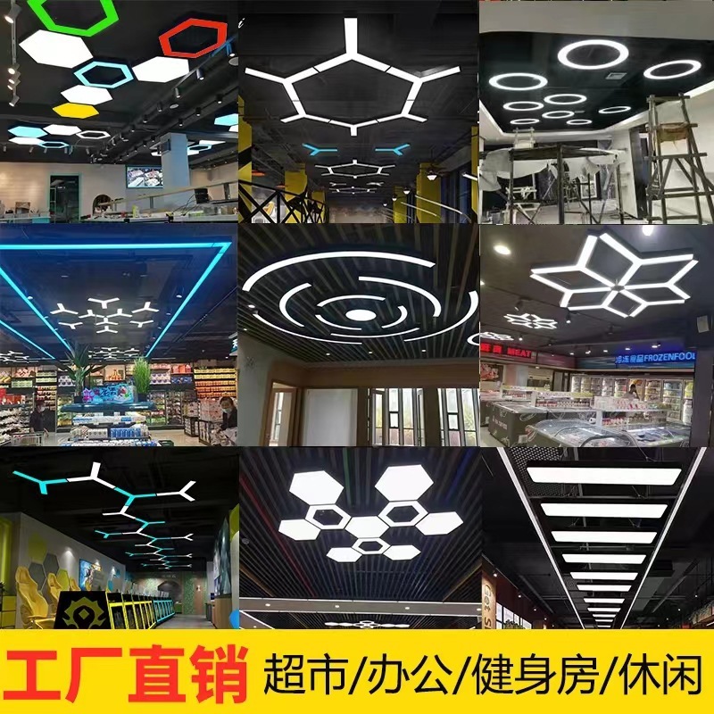 Industrial wind chandelier LED office headlights, foreign-shaped gym shopping mall curds.