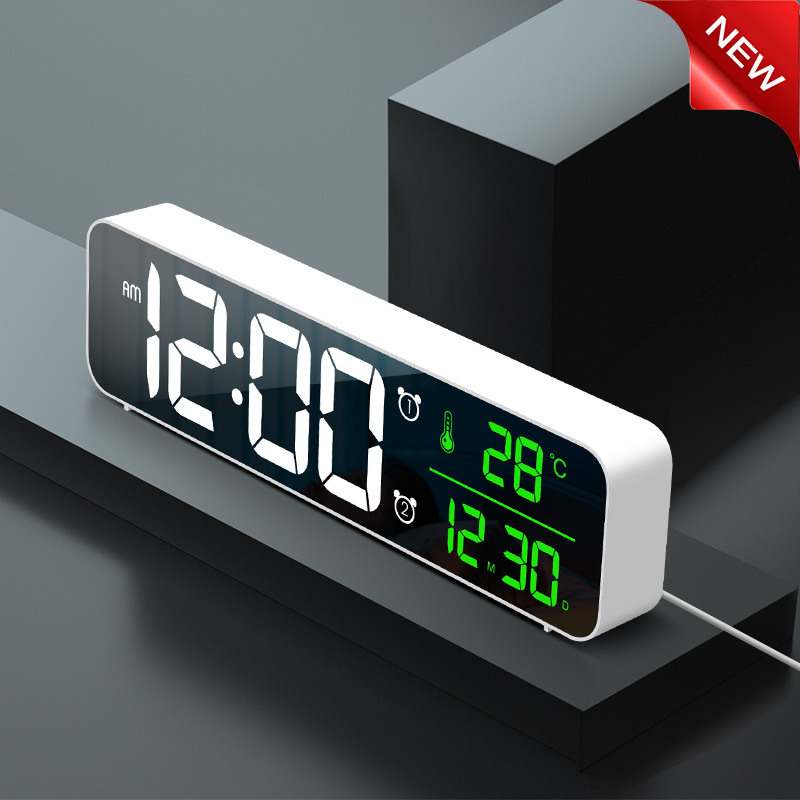 LED digital electronic alarm mirror ABS electronic clocks can be stamped