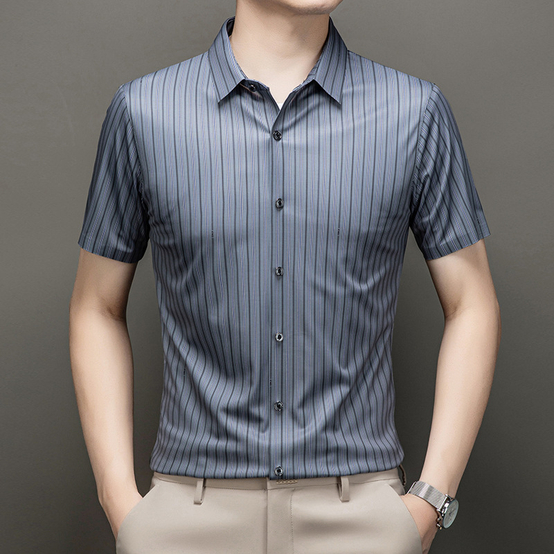 30 Falls and Summer New Year's men's short-sleeve shirt striped with ice cream shirts.