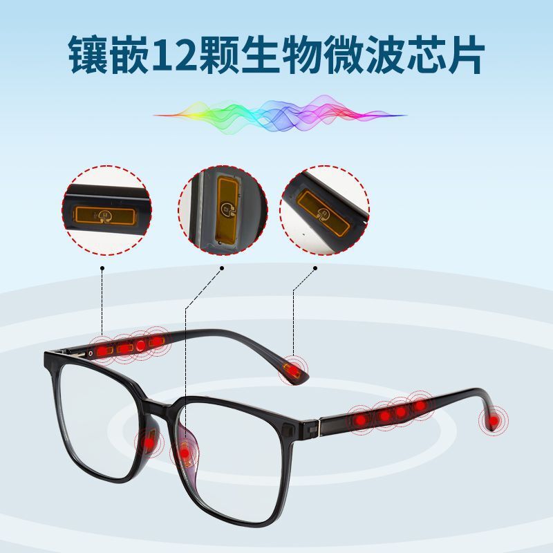 Chip glasses, Tahertz bioenergy resonance, 12 cores, 24 cores, eyesight, blue light-proof mirrors.