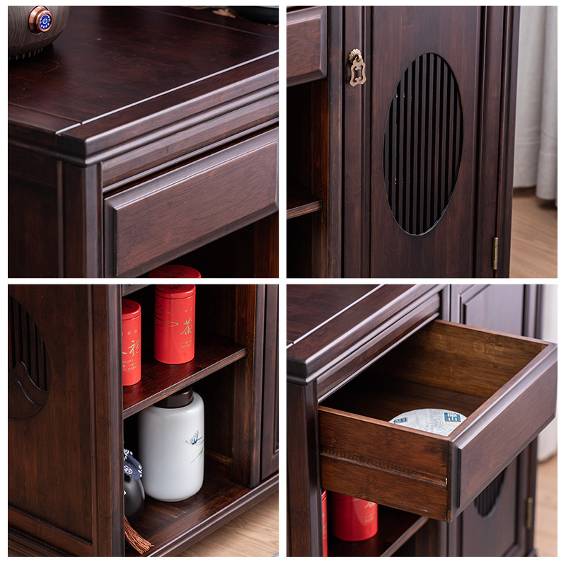 A tea cupboard with a new Chinese cupboard in the living room.