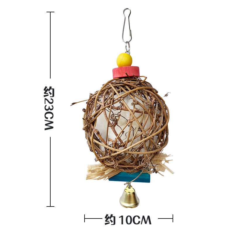 厂家批发鸟类宠物磨牙锻炼藤编玩具拉丝棉花啃咬藤球鹦鹉玩具