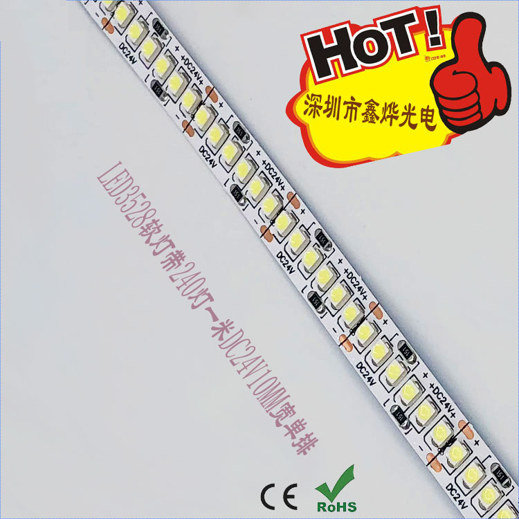 Super-high-lighted LED soft-light belt 2835 single row 240/m Lights high point 10MM wide low pressure 12v24V