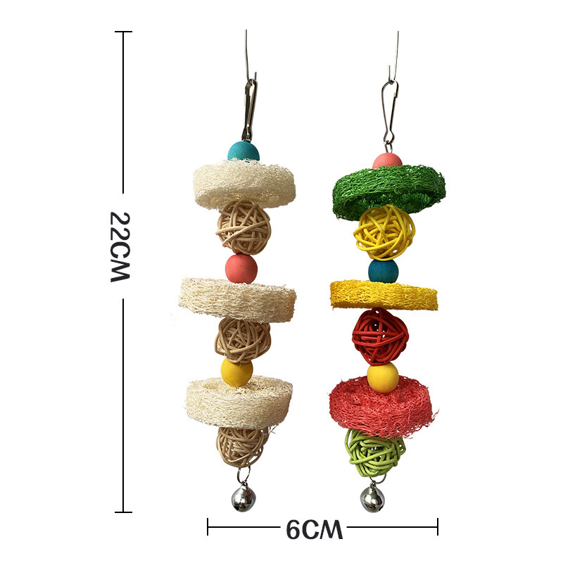 鸚鵡玩具 絲瓜絡藤球手抓啃咬玩具站架 鸚鵡啃咬磨牙串寵物用品