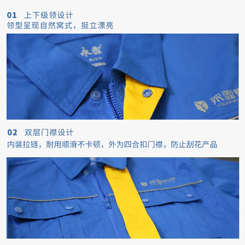 Intense protective clothing for the blue working clothes of Yonggyu Lake.