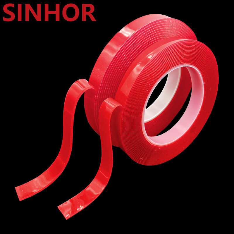 2mm thick red membrane-free and transparent double-sided tape.