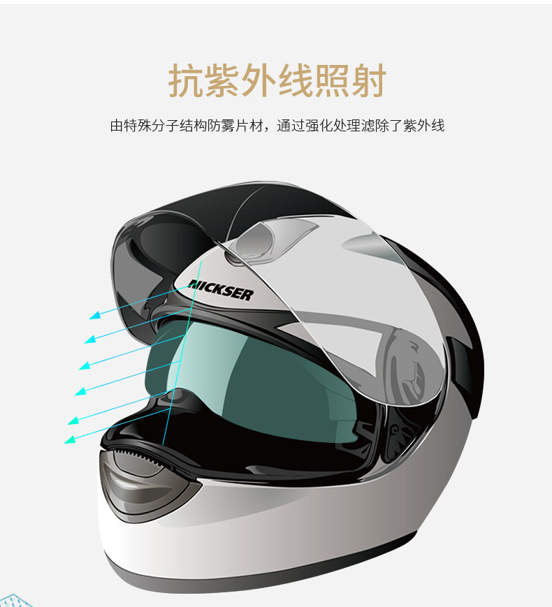 We'll apply the rain-proof membrane to the motorcycle helmet, the fog-proof membrane to the helmet.