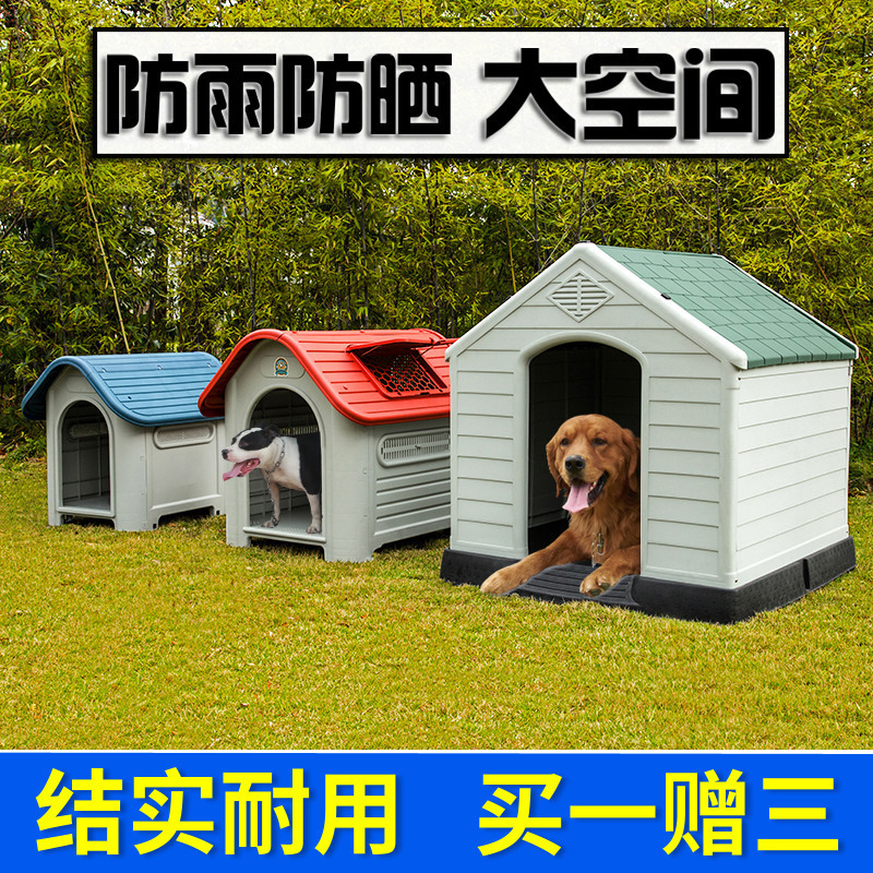 Nhà chó bên ngoài nhà chó ngoài bãi chứa nước.