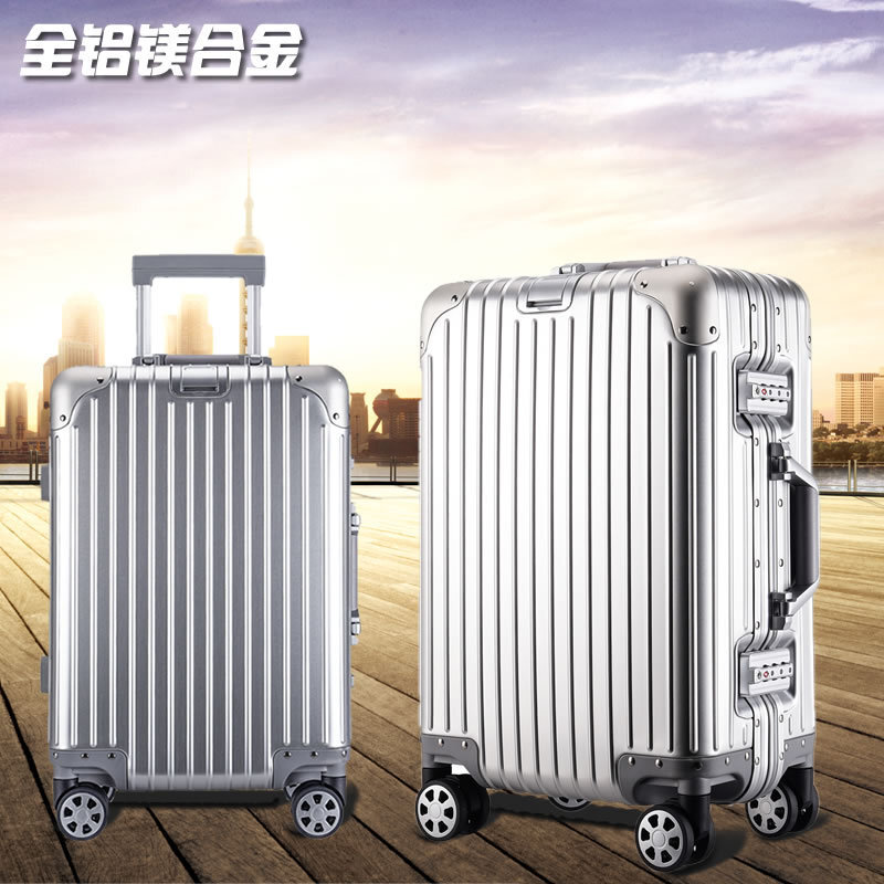 All-aluminium alloy suitcases pull up boxes, 20-inch suitcases, men and women.